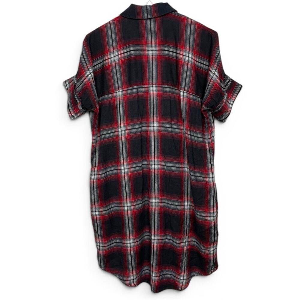 Madewell Red and Black Plaid Button-Up Shirt dress with pockets size XS - Picture 4 of 6